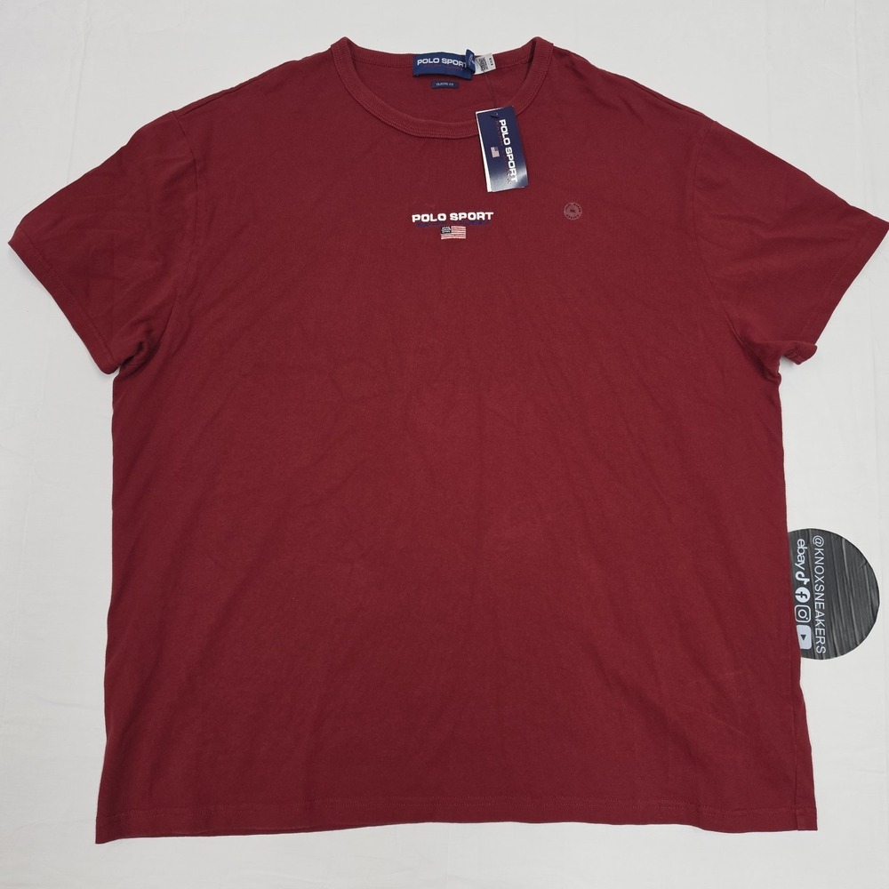 Polo Sport Ralph Lauren 1992 Logo Classic Fit USA Flag Tee Red Shirt Size XXL